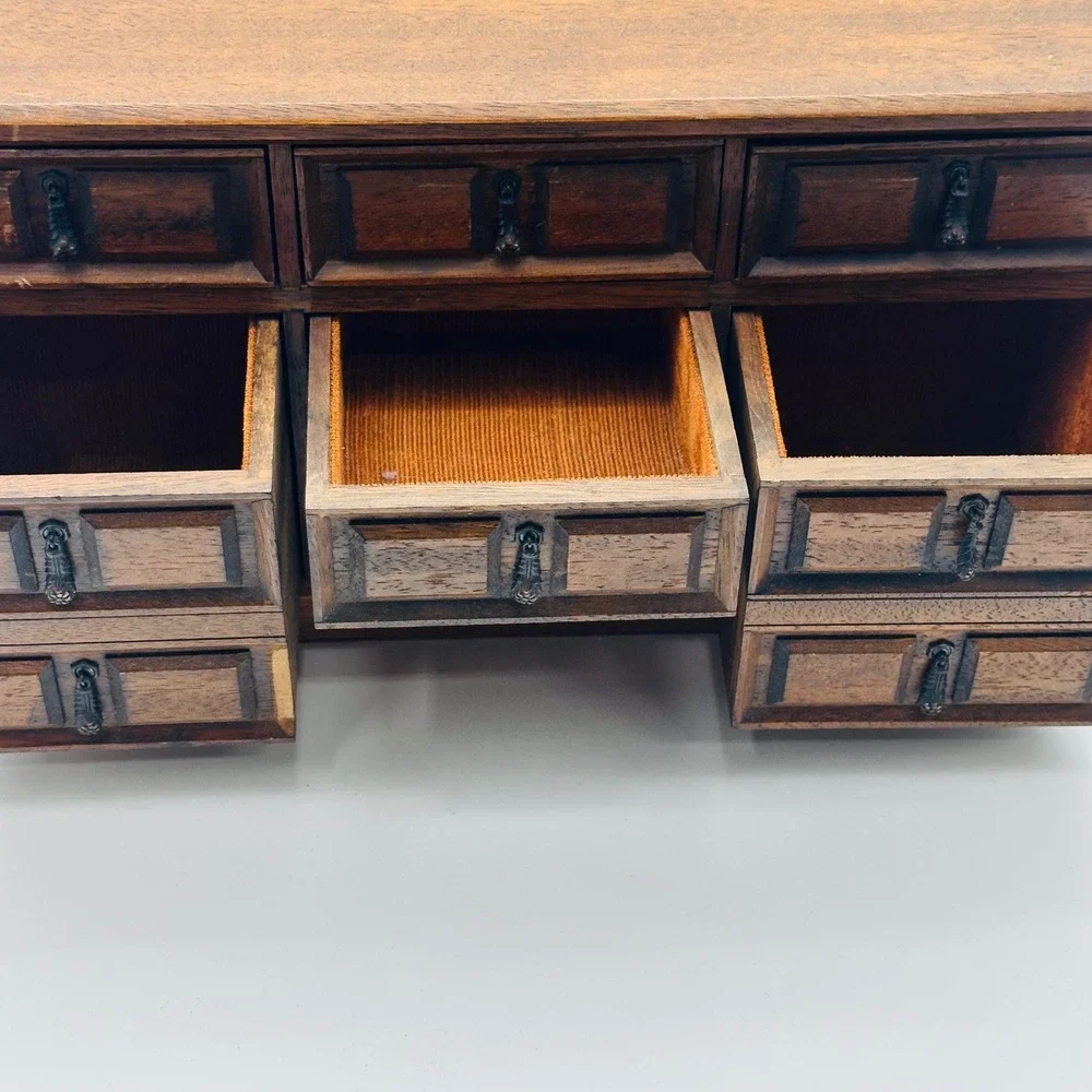 Mele Vintage Wooden 7 Drawer Jewelry Box Dresser Case Japan